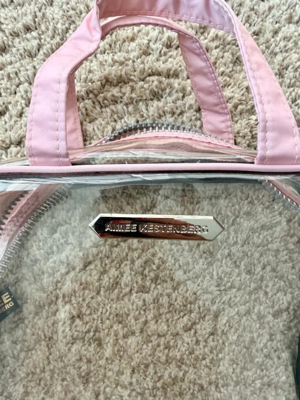 Aimee Kestenberg Pink Trim Clear Travel Bag Set (3 pouches)